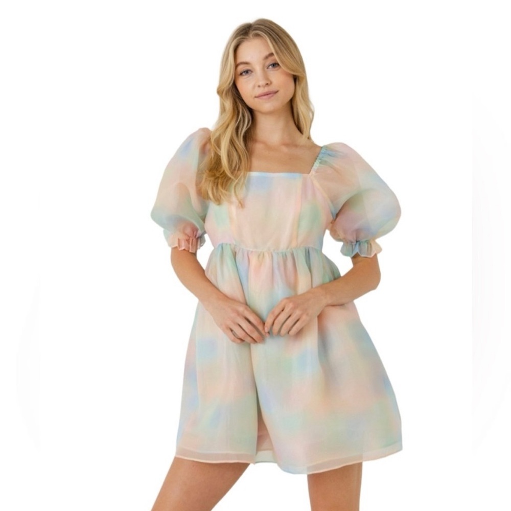 Endless Rose Pastel Puff Sleeve Dress
